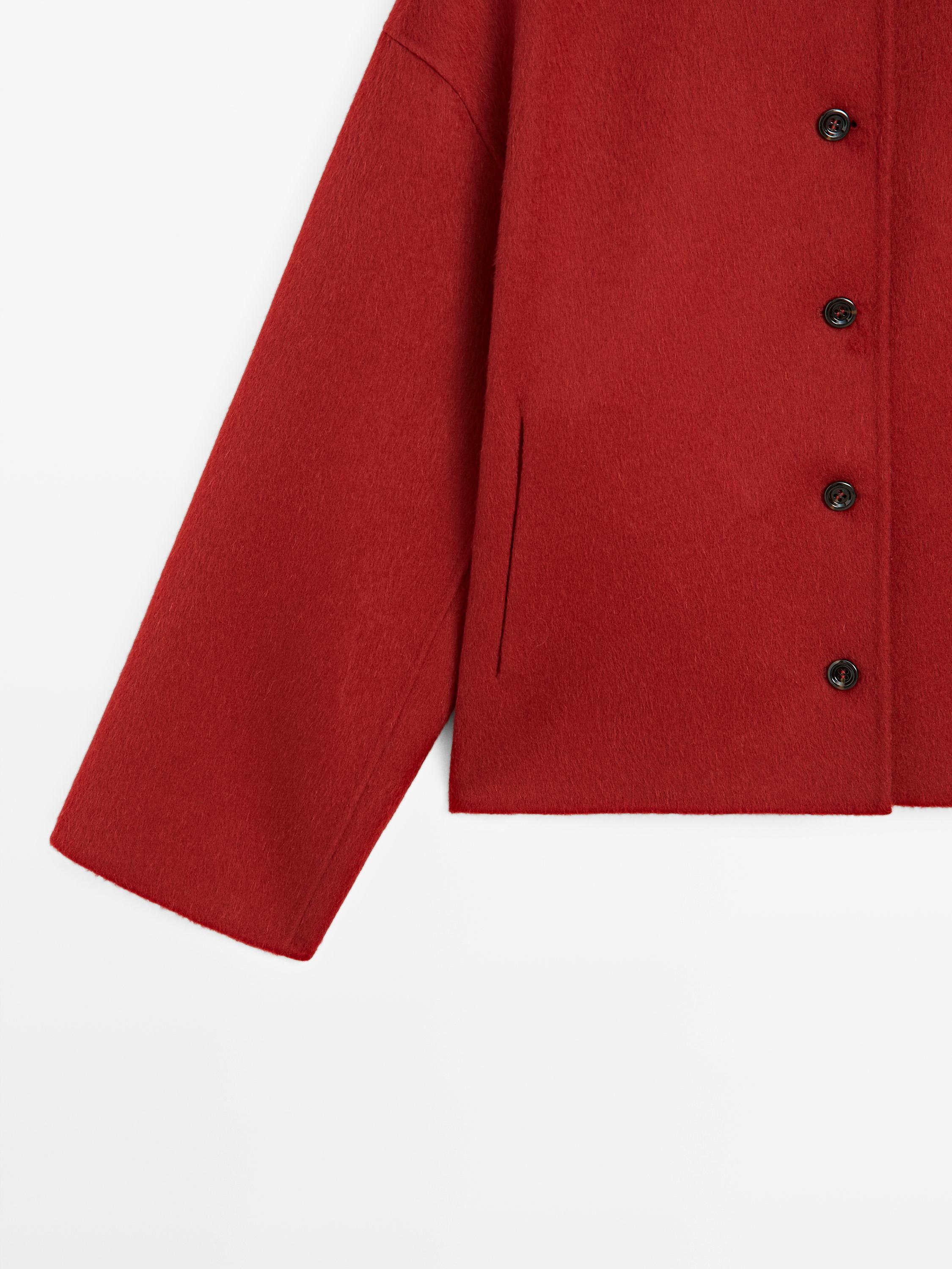 Wool blend jacket with seams